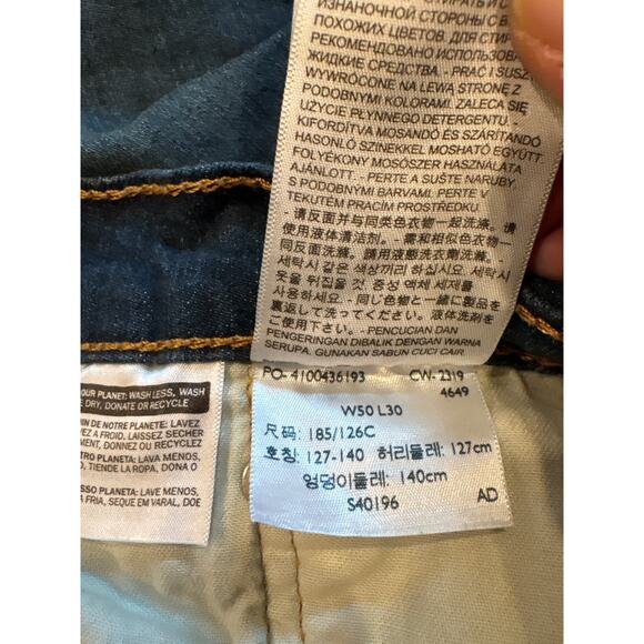 Levis 502 Jeans Mens Sz 50x30 (49x28) Blue Tapered Leg Stretch Distressed Denim - Picture 5 of 11